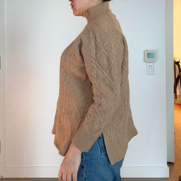 REISS - Tan Cable Knit Wool Sweater (Size L) - Picture 3 of 6